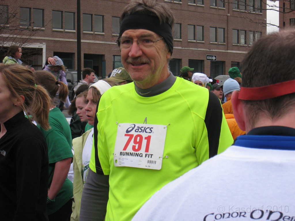 Shamrocks and Shenanigans 5K 2010 1250.jpg - The 2010 Shamrocks and Shenanigans 5K race in Ann Arbor MI. Cool and damp, and crowded. Time to find some H2O and a bananna or two.